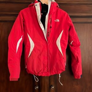 Bright red Northface jacket with removable fleece lining
